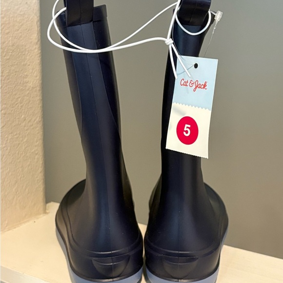 NEW w/tag Cat & Jack Andy Slip On Rain Boots Navy Youth Size 5 - Picture 6 of 8